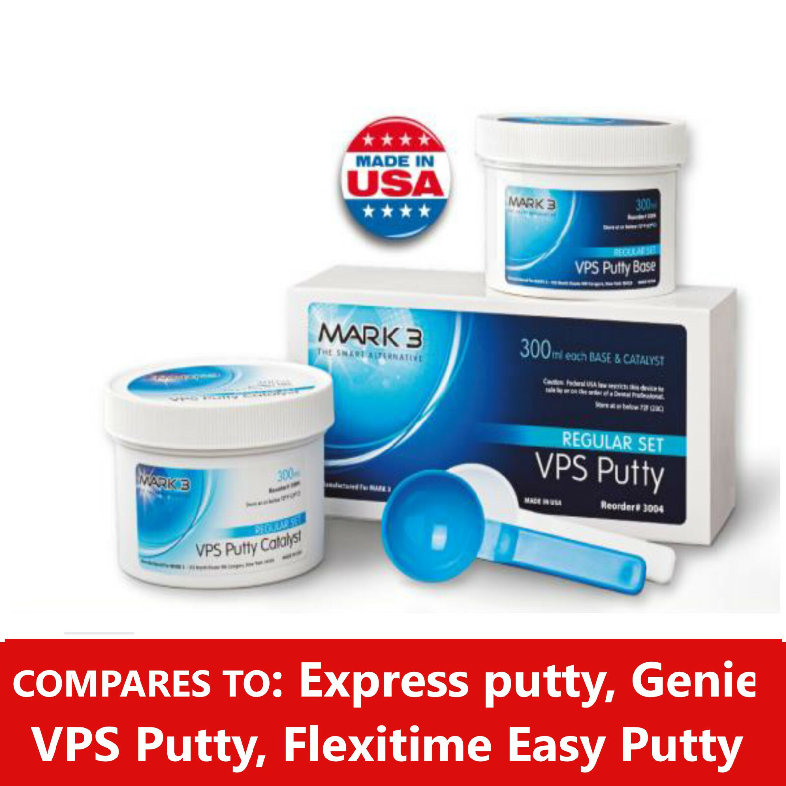 Dental VPS Putty Set VPS Impression Material Base or Catalyst 600 ml, Made in US