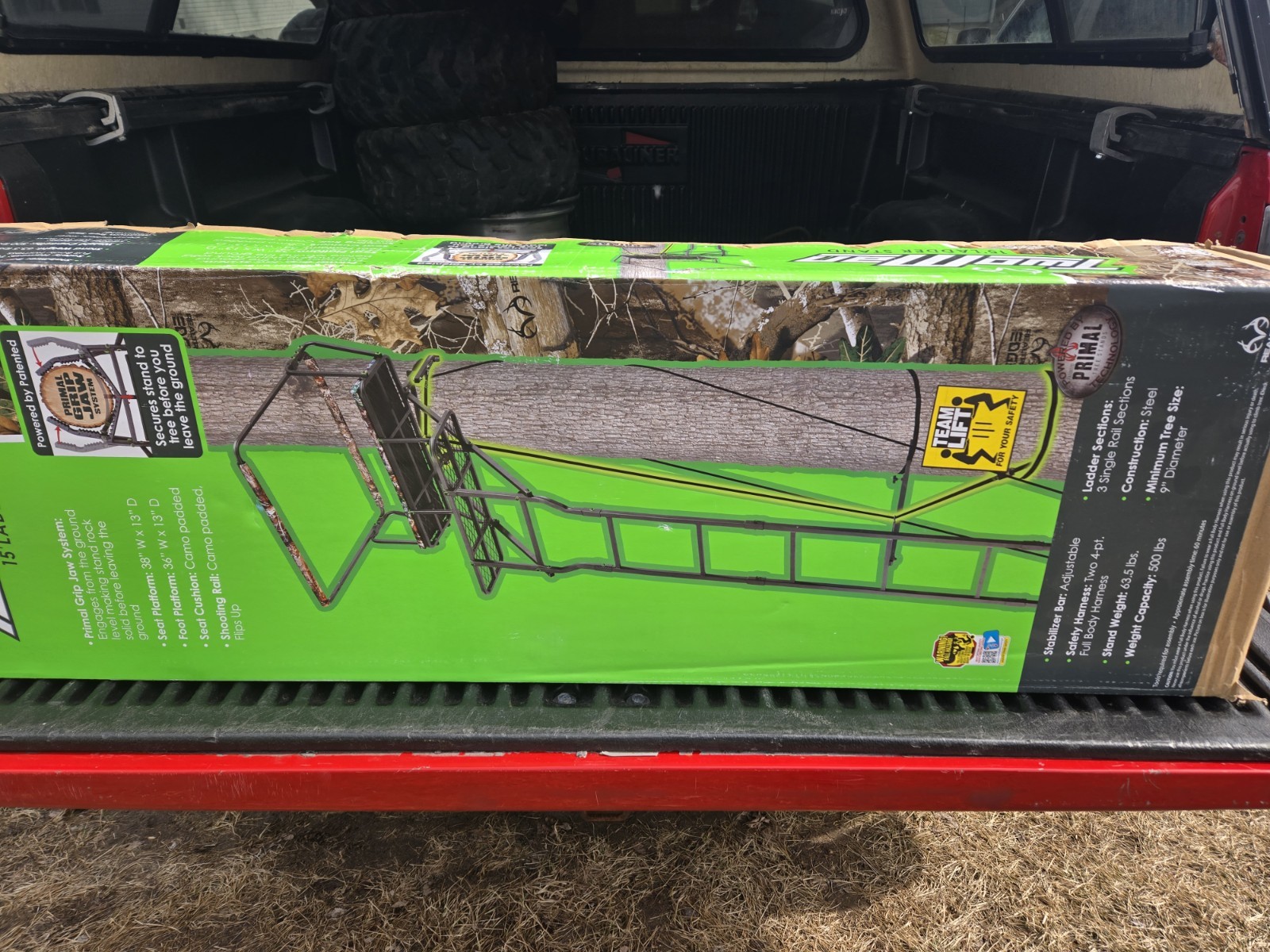 15 ft Double Shot Two-Person Ladder Tree Stand with Grip Jaw System Hunting Deer