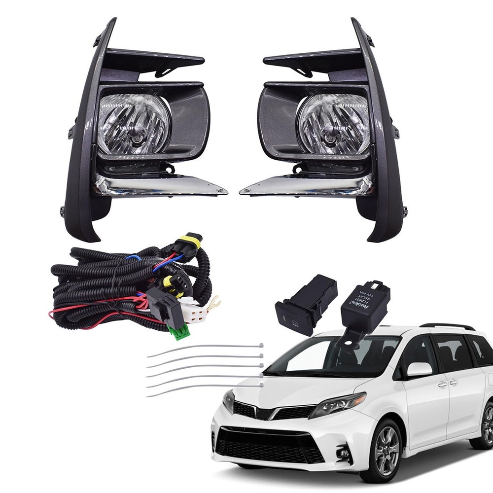 2-Pack Fog Light Assembly Replacement with Bulbs Harness Switch Kit 2018-2019