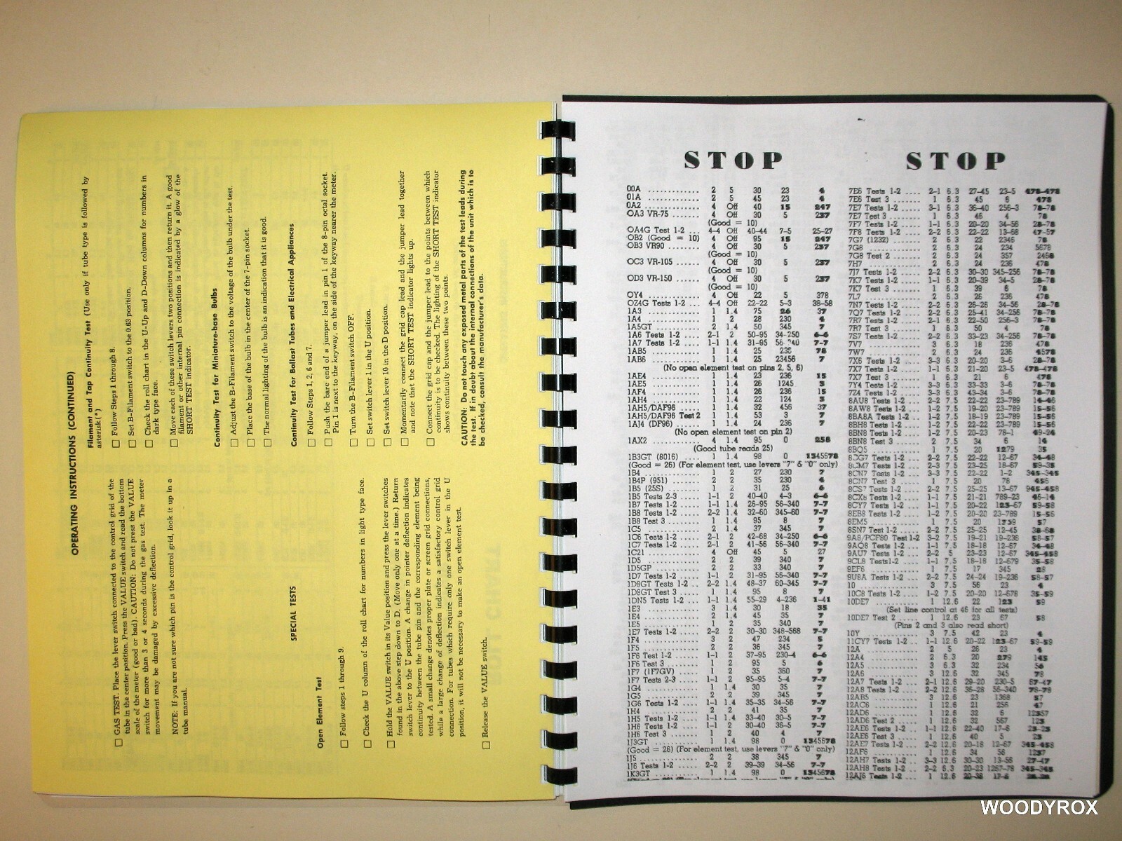 Manual & Tube Set-Up Charts for all Knight 600 Testers with or w/o Model Numbers