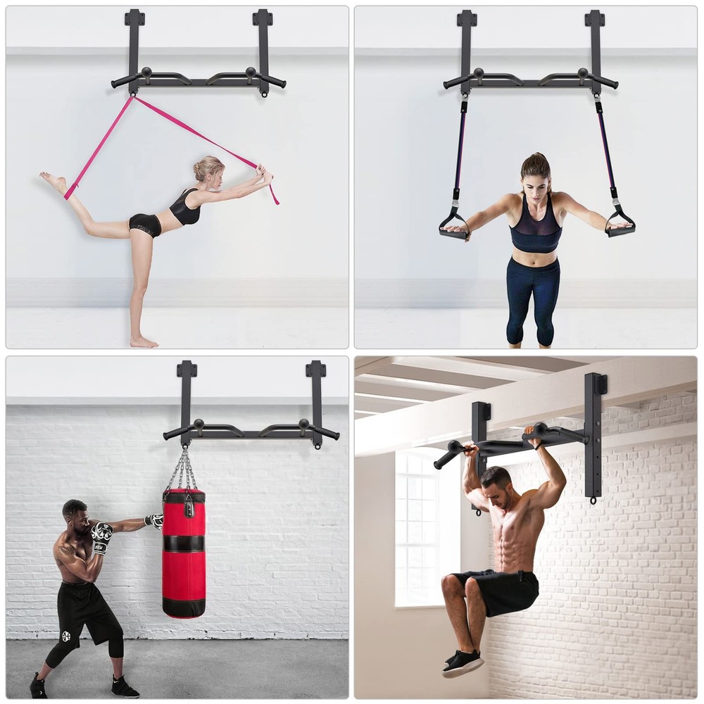 32" Ceiling Mounted Pull Up Bar - Heavy Duty, Highly Adjustable, Multifunctio...