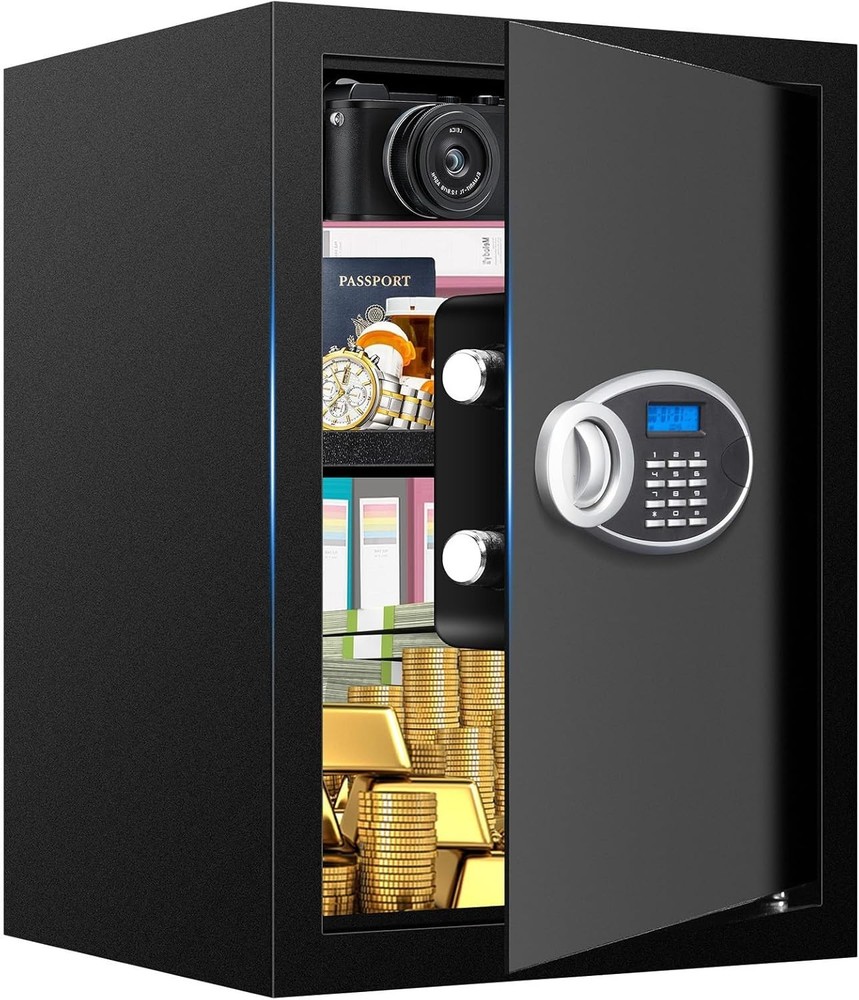 Fireproof Digital Safe with Removable Shelf - For Documents, Money, Valuables