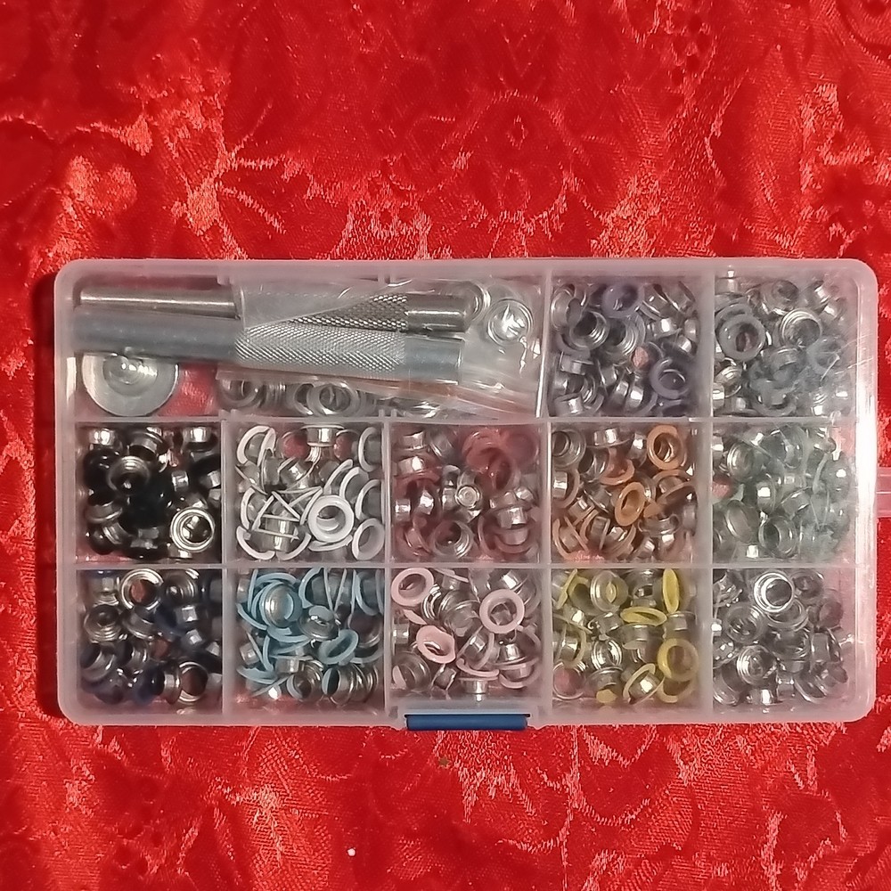 Multicolor Assorted Metal Craft Eyelets Kit with Installation Tool for Crafts
