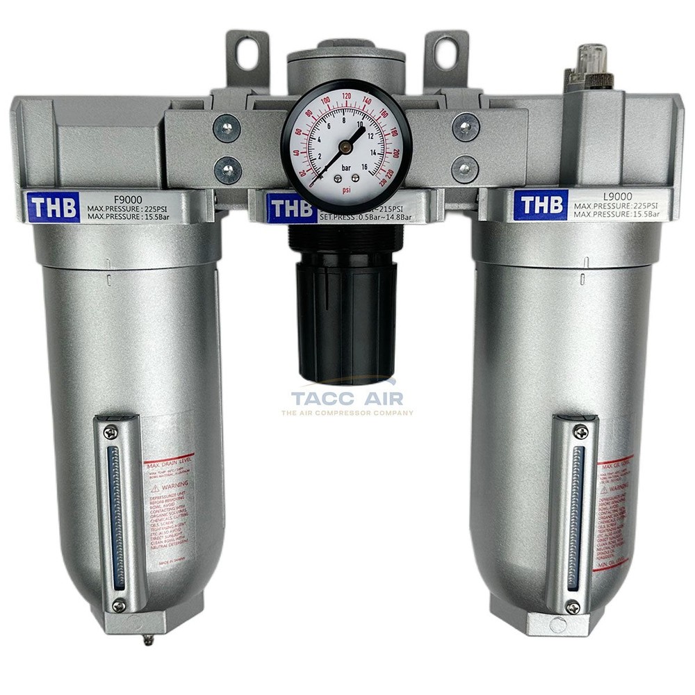 1" Compressed Air FRL System Filter Regulator Oiler Separator Lubricator Combo