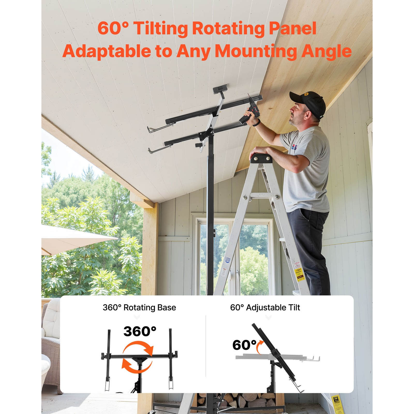 Uimoso 16Ft Drywall Lifter Sheetrock Hoist Lift Adjustable arm & Lockable Wheels