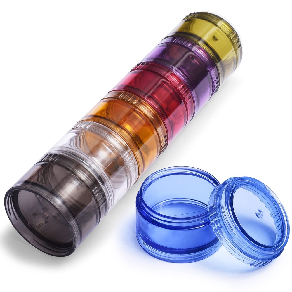7 Day Stackable Pill Organizers Round Pill Tower Boxes with Lids for Supplements
