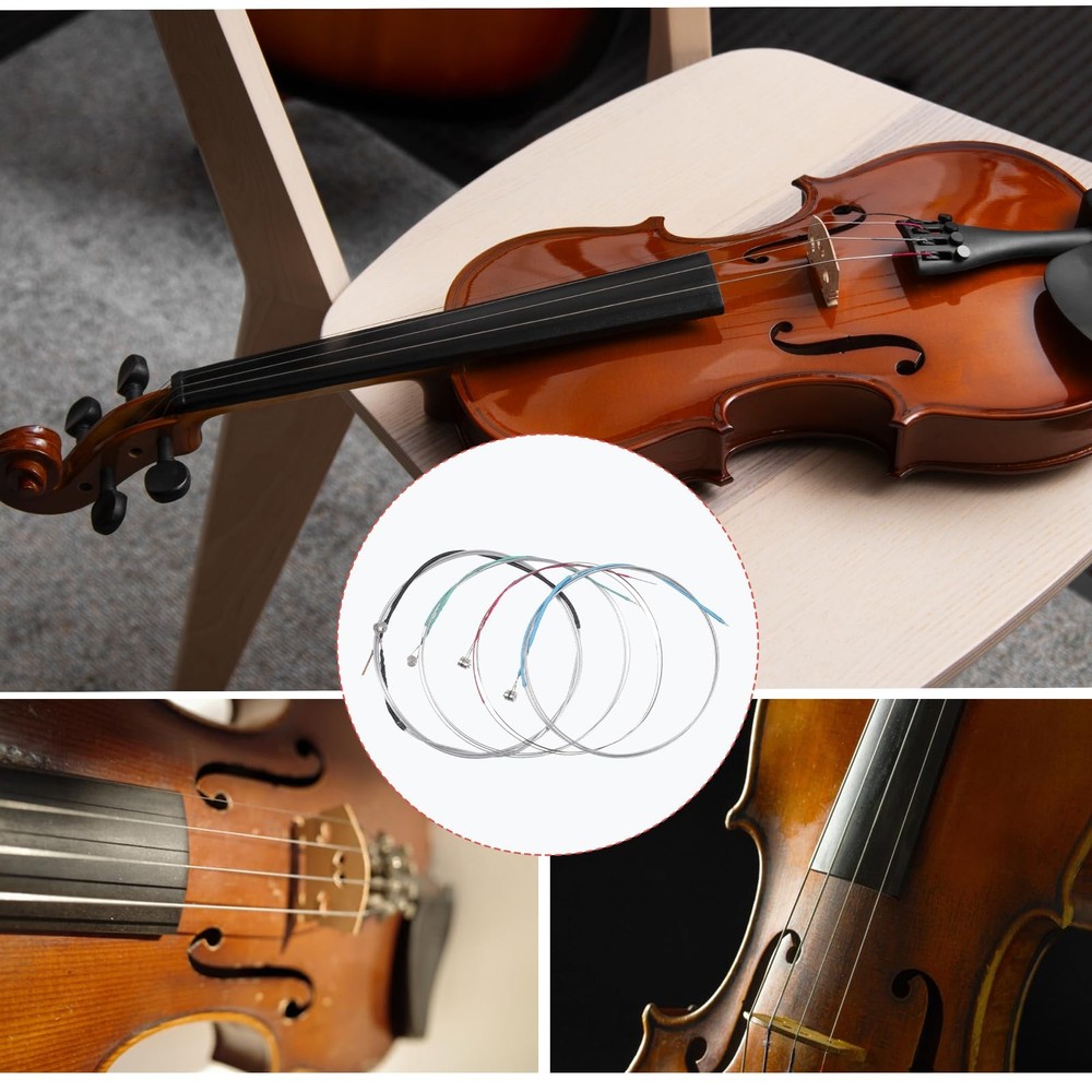 20 Pcs Violin Strings Full Set Black, Green, Red, Blue