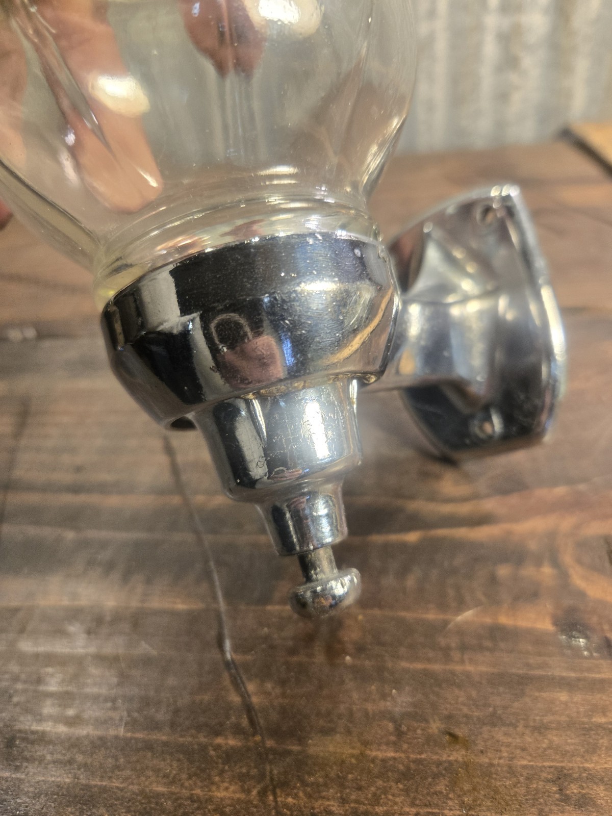 Vintage Wall Mount Soap Dispenser Chrome Glass Complete