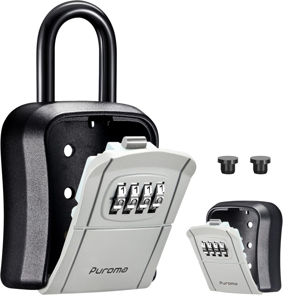 Portable Key Lock Box Wall Mounted Resettable Code for House Keys Gray