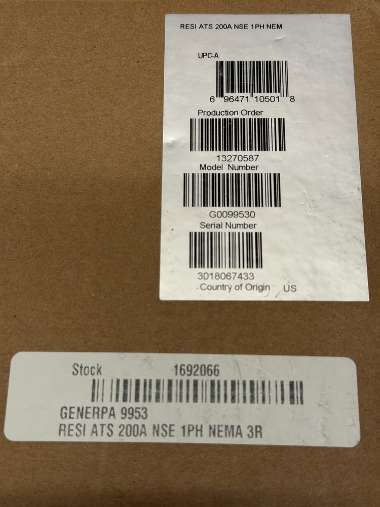 Generac G0099530 Automatic Transfer Switch, 200A
