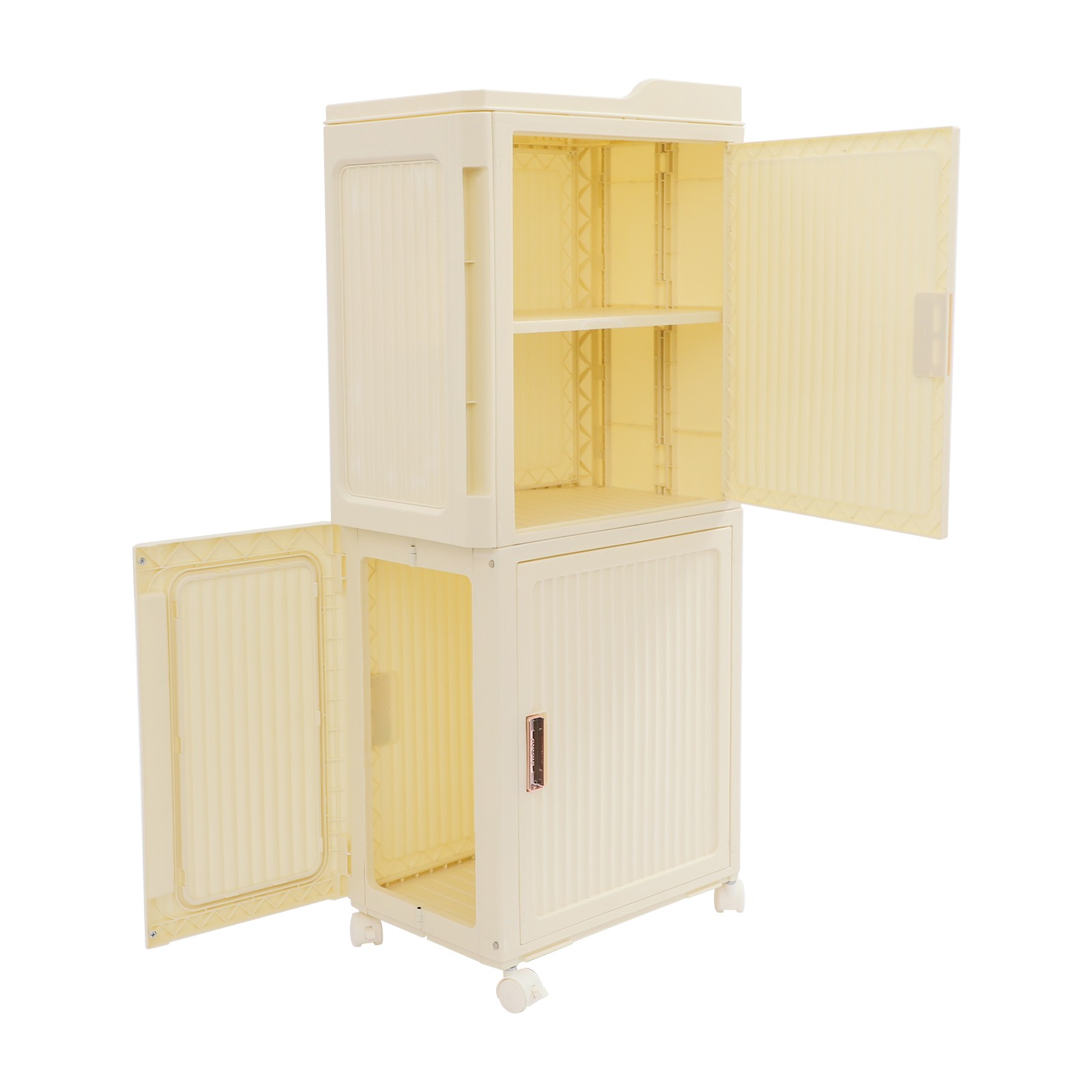 Narrow Slim Storage Cabinet, Storage Cabinet with Lockable Wheels PP 37*22*83cm