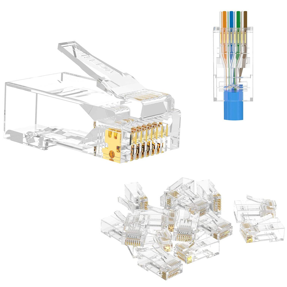 500pcs RJ45 Pass Through Modular Plug Network Cable Connector End 8P8C CAT6 CAT5