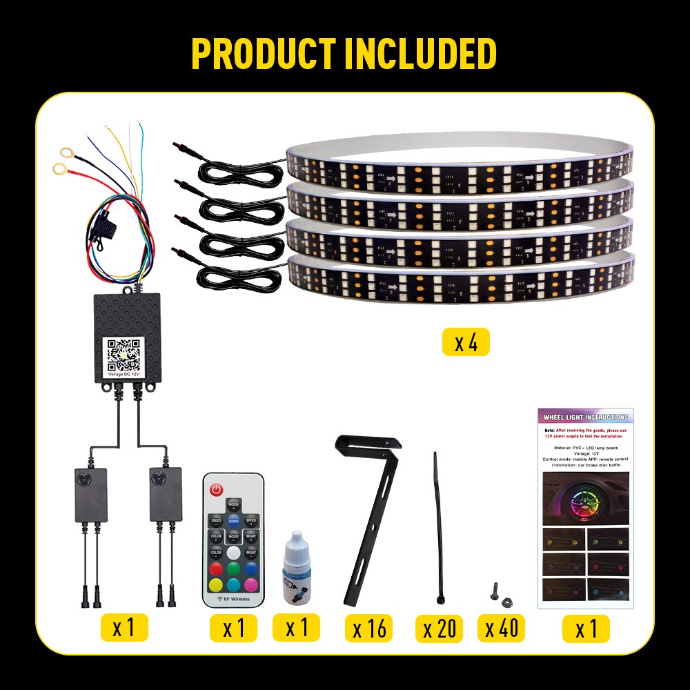 Triple 17.5" Row LED RGB Flow Chasing Wheel Ring Rim Lights For Truck Car set