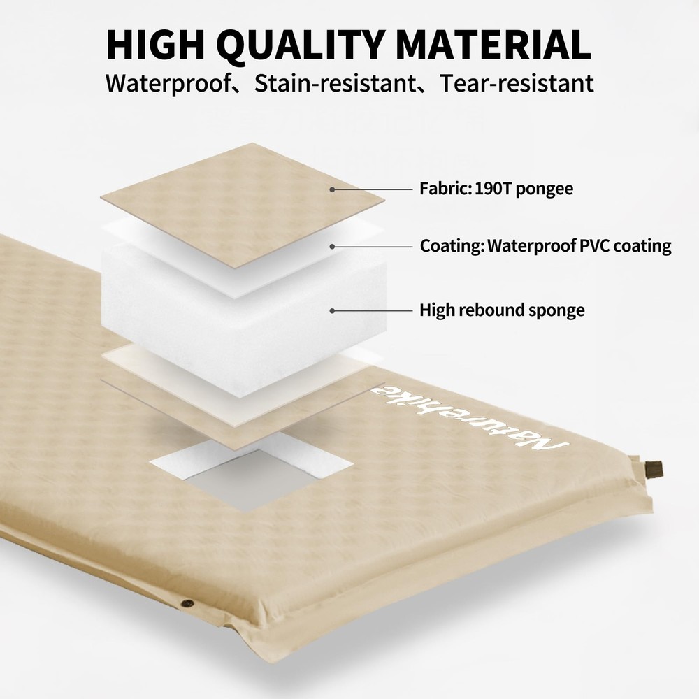 Connectable Self Inflating Sleeping Pad, 2.36" Memory Foam Camping Pad, Backp...