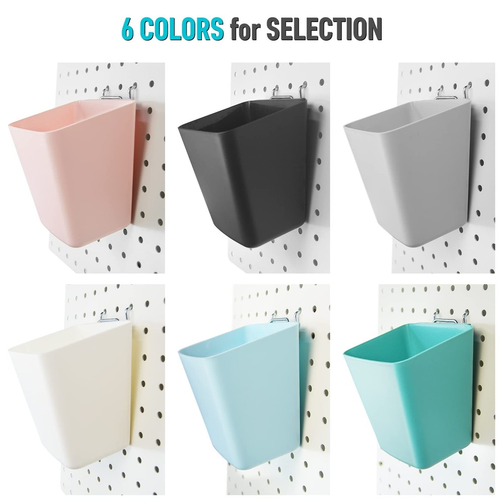 G.CORE Large Pegboard Cups Peg Board Storage Bin 6 Pack with Hooks, Mixed
