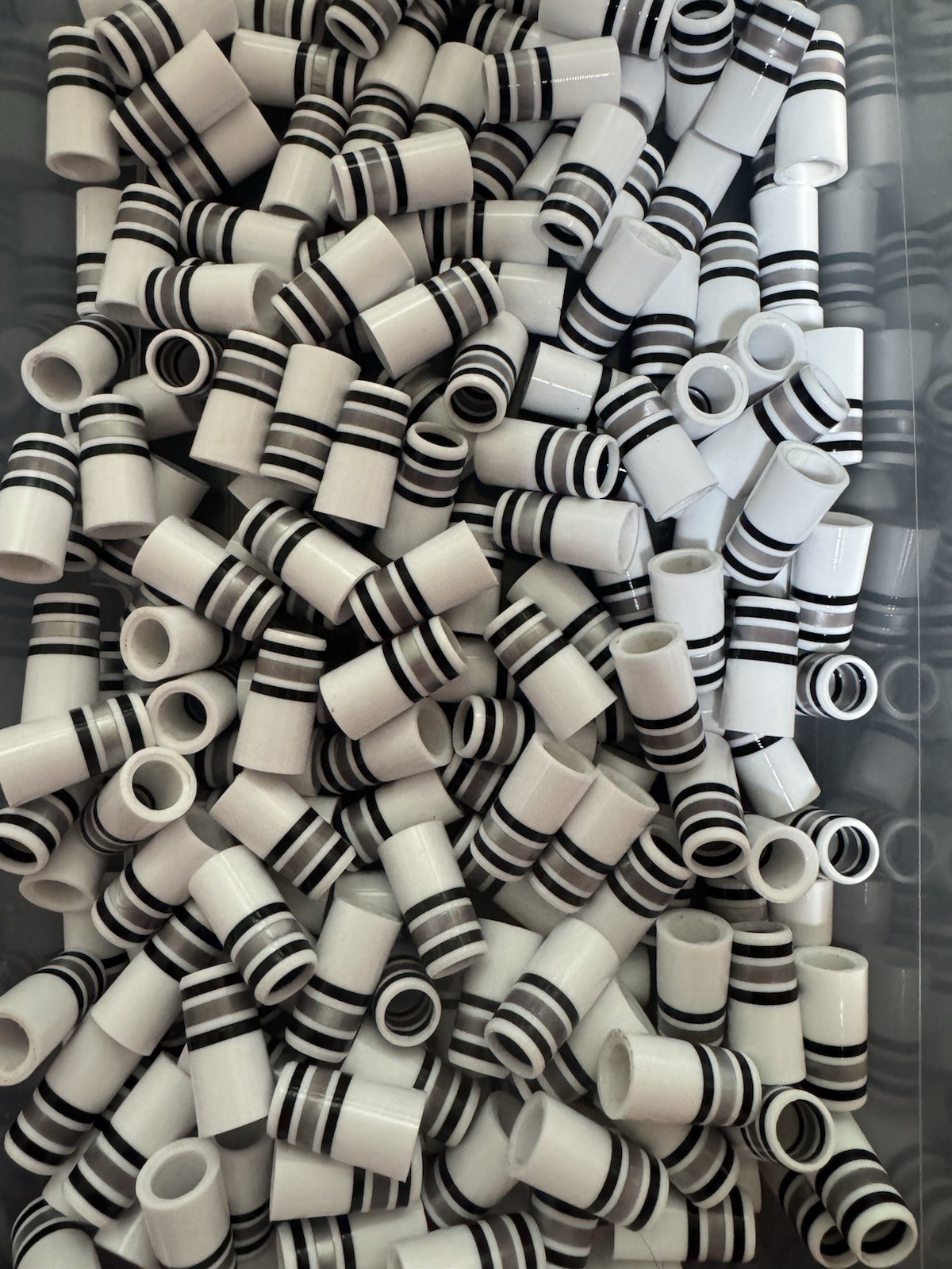 10-CUSTOM GOLF FERRULES White/Black/Silver 1” TAPER TIP .355