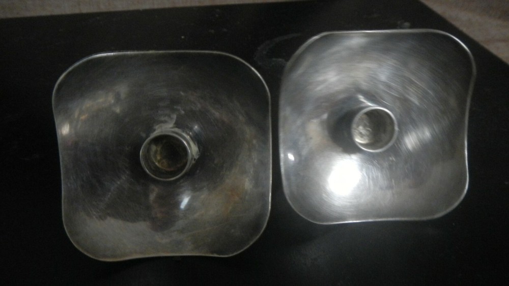 Silverplate TAPER CANDLE HOLDERS Marked Denmark Set of 2 identical