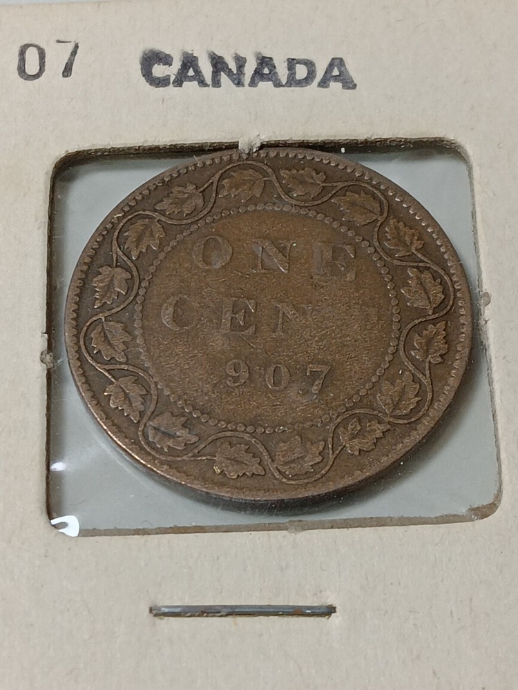 Rare 1907 ERROR Canada One Cent No "1"