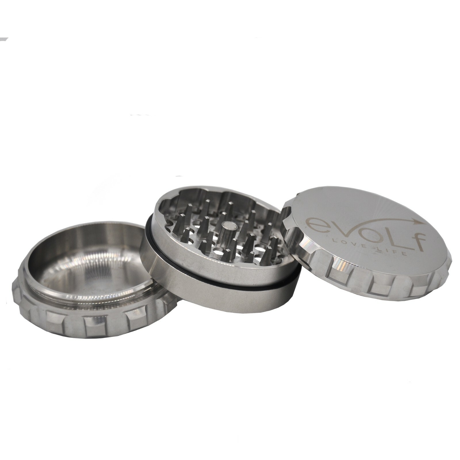 Evolf Stainless Steel Herb Grinder 2.5"- 3 piece Heavy Duty Premium and Luxury