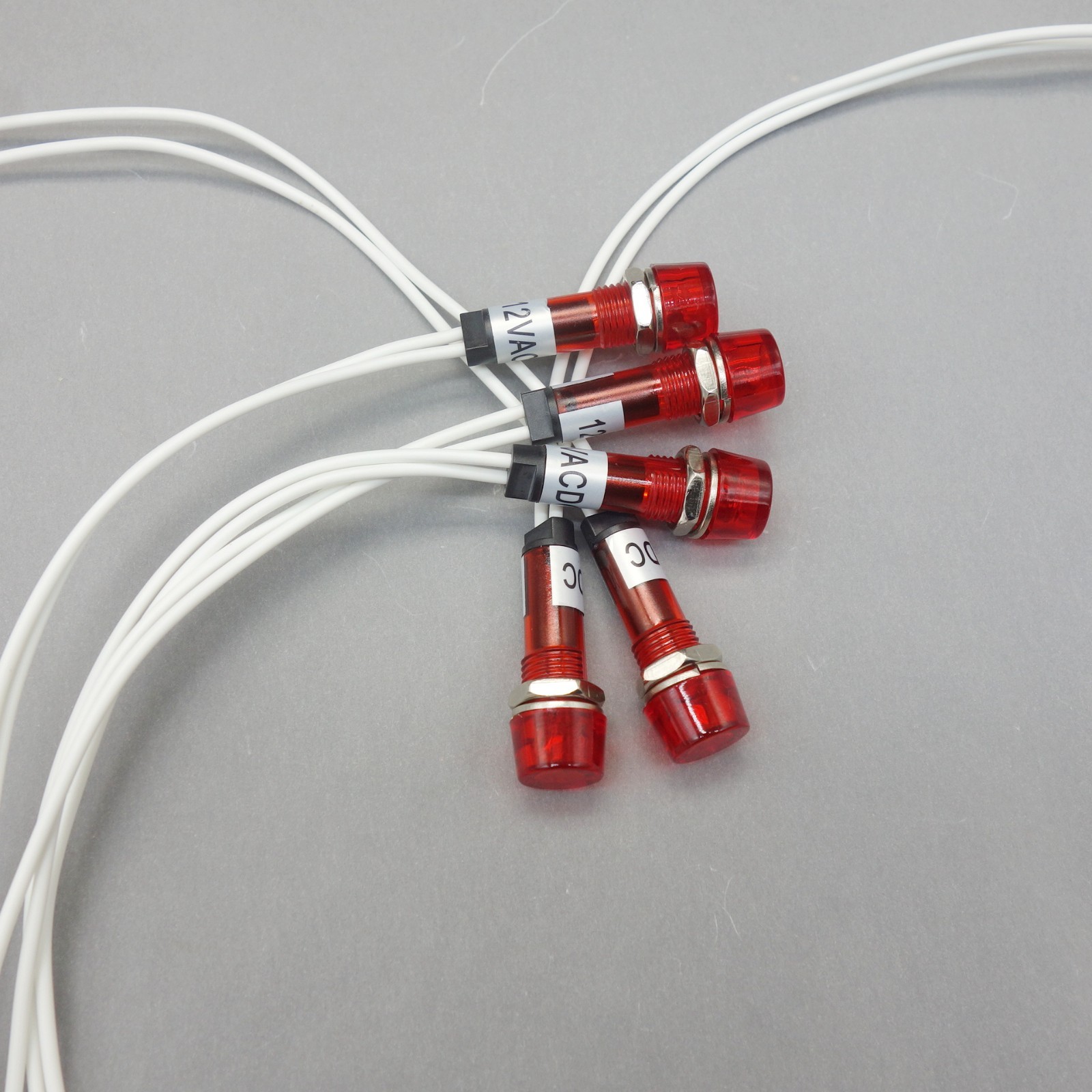 10Pcs 12V AC/DC 10mm RED Mini LED Pilot Lights CYLINDRICAL Cap with wire USKY3