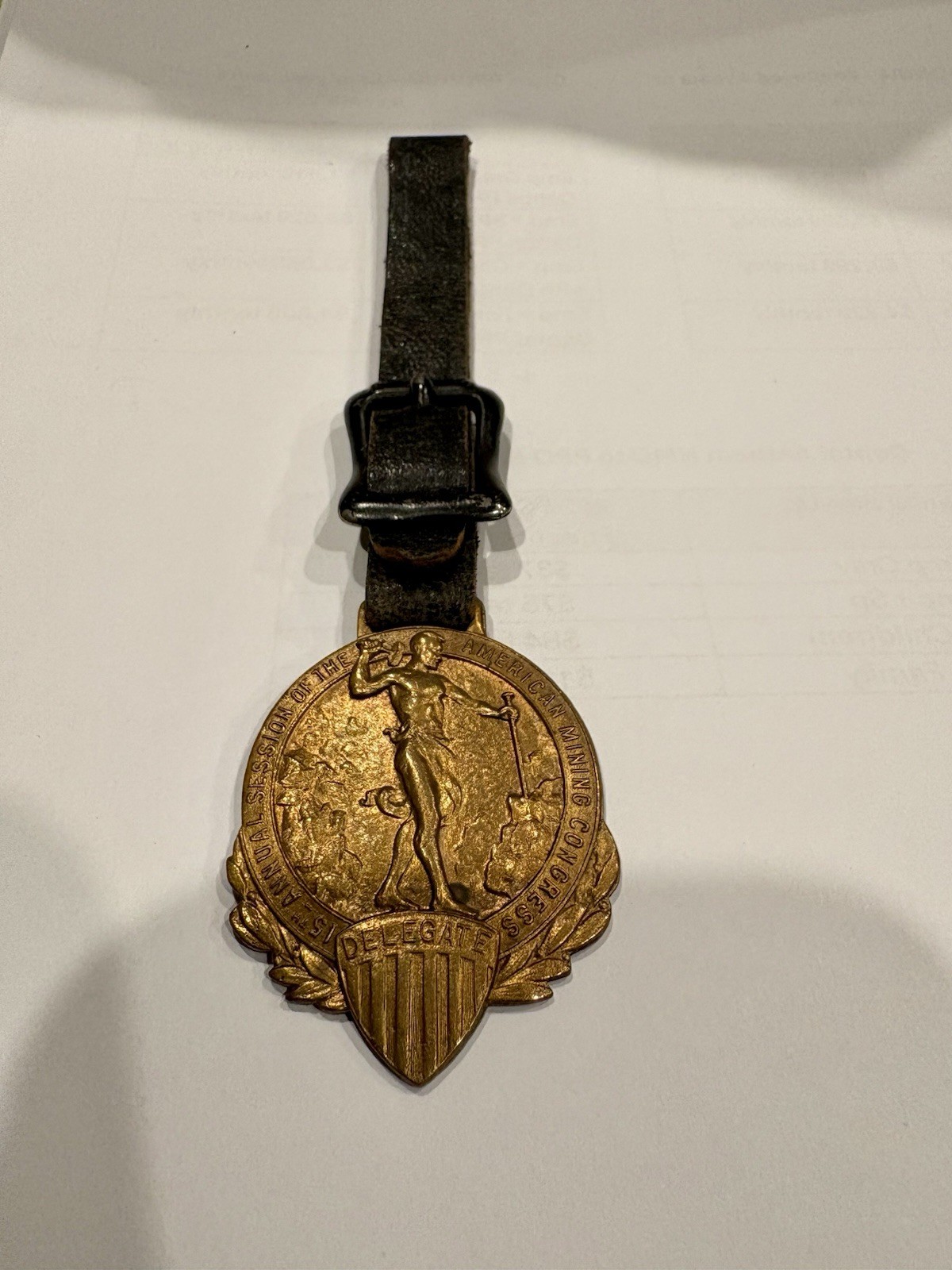 15th Annual Mining Congress Watch Fob 1912 Spokane Washington Gold Mining