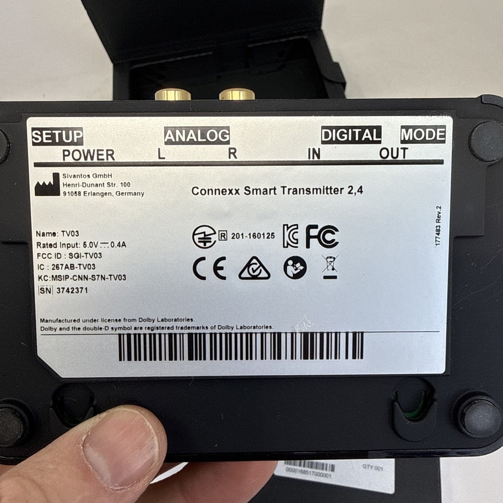 Connexx Smart Transmitter 2,4 TV03 Dolby Digital 9191935, Power Cord/Accessory