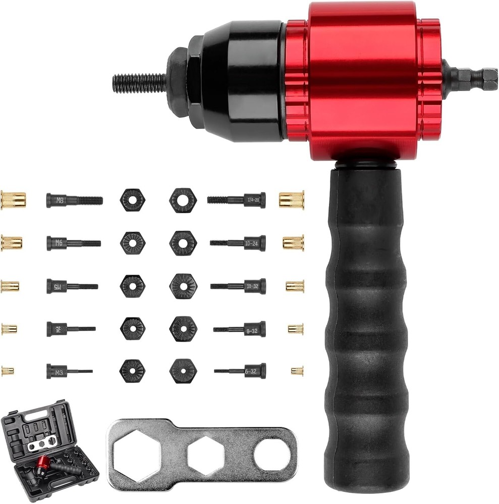 Electric Rivet Nut Gun Adapter Cordless Riveting Tool Insert Nut Drill Tool Kit