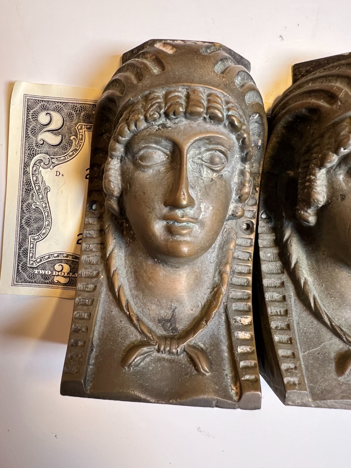 2: Antique Cast Brass Egyptian Revival Furniture Mounts Architectural Appliques