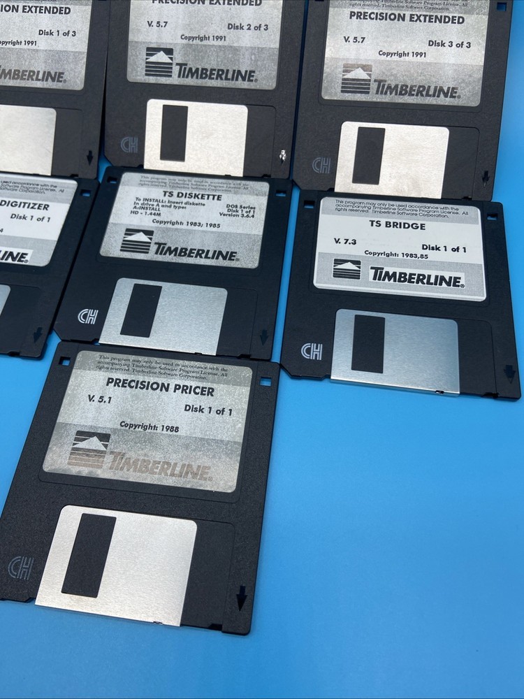 7 Vintage Timberline Software Floppy Disks Precision Extended Digitizer Untested