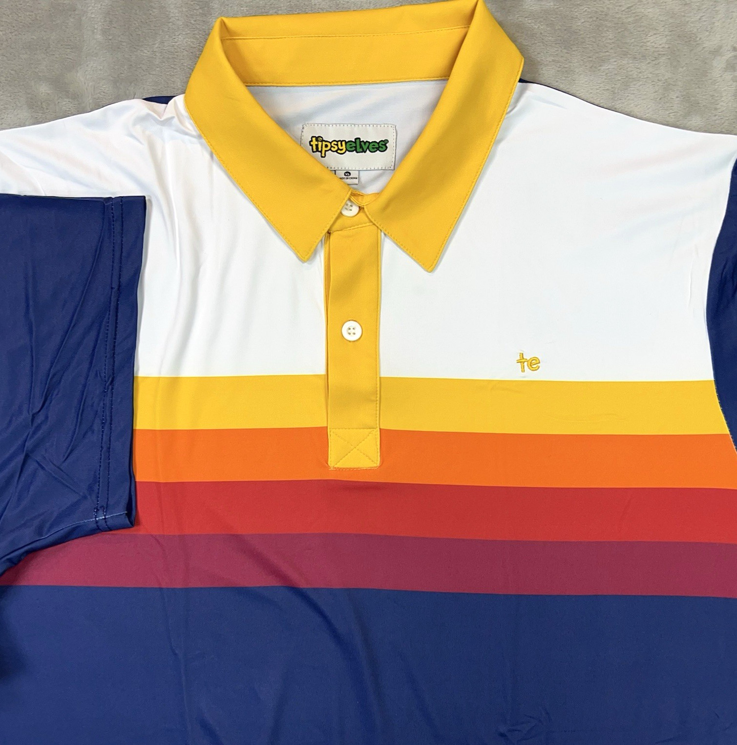 Tipsy Elves Men's XL Golf Polo Shirt Slice of Sunset Stripes