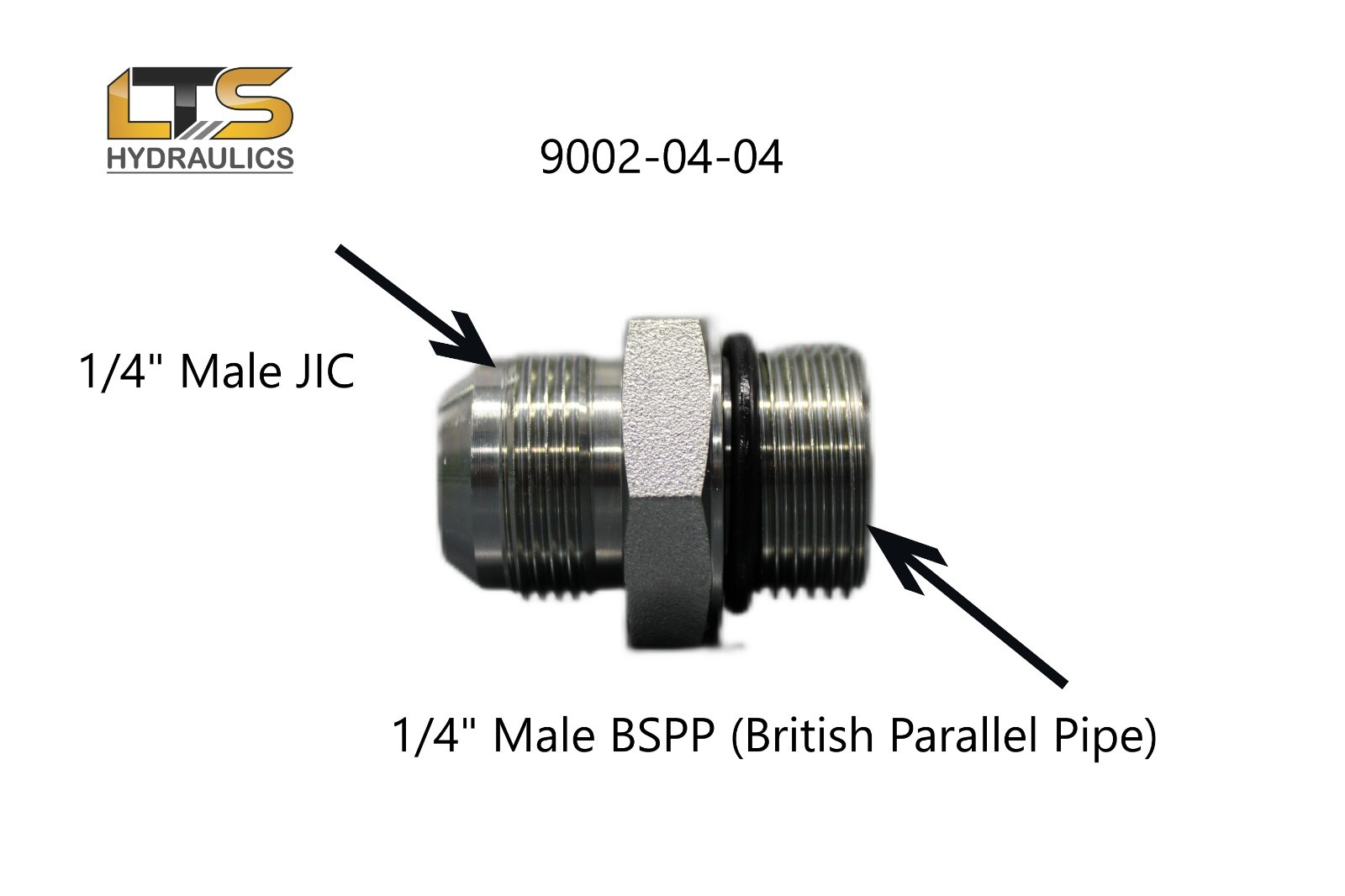 Male JIC x Male British Parallel Pipe BSPP Hydraulic Adapter Multiple Variations