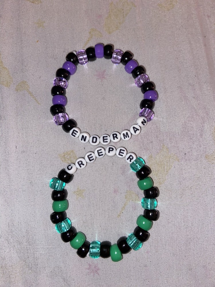 Single Creeper And Enderman Kandi Bracelets