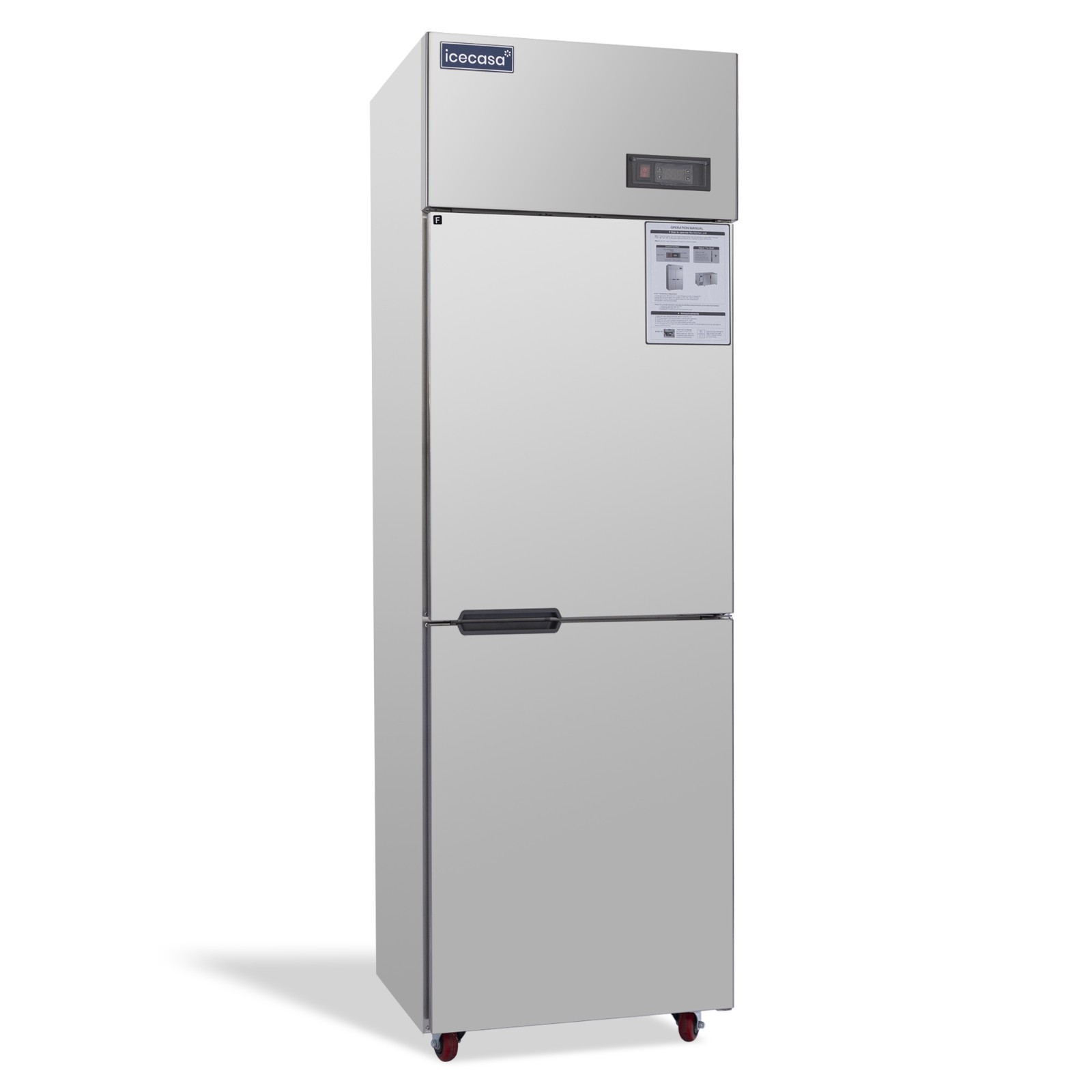 ICECASA 24" Commercial Reach In Freezer Split Door 15 Cu.ft Stainless Steel