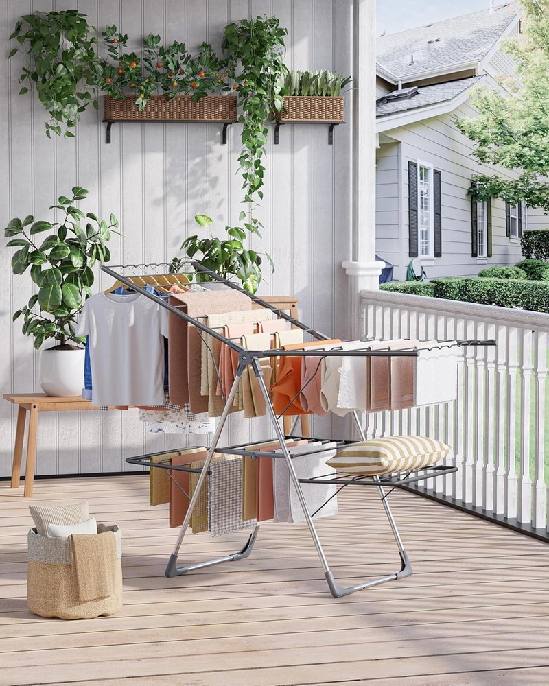 Effortless Setup Clothes Drying Rack - Foldable & Adjustable for All Weather