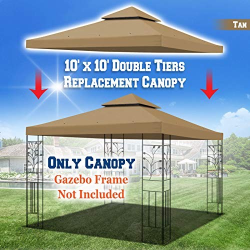 10'X10' Replacement Gazebo Top Canopy Patio Pavilion Cover Sunshade Plyester