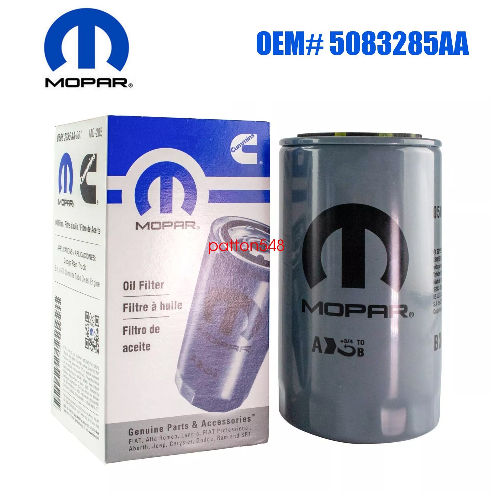 OEM-Mopar Diesel Fuel and Oil Filter for 2019-24 Ram 2500 3500 4500 5500 6.7L