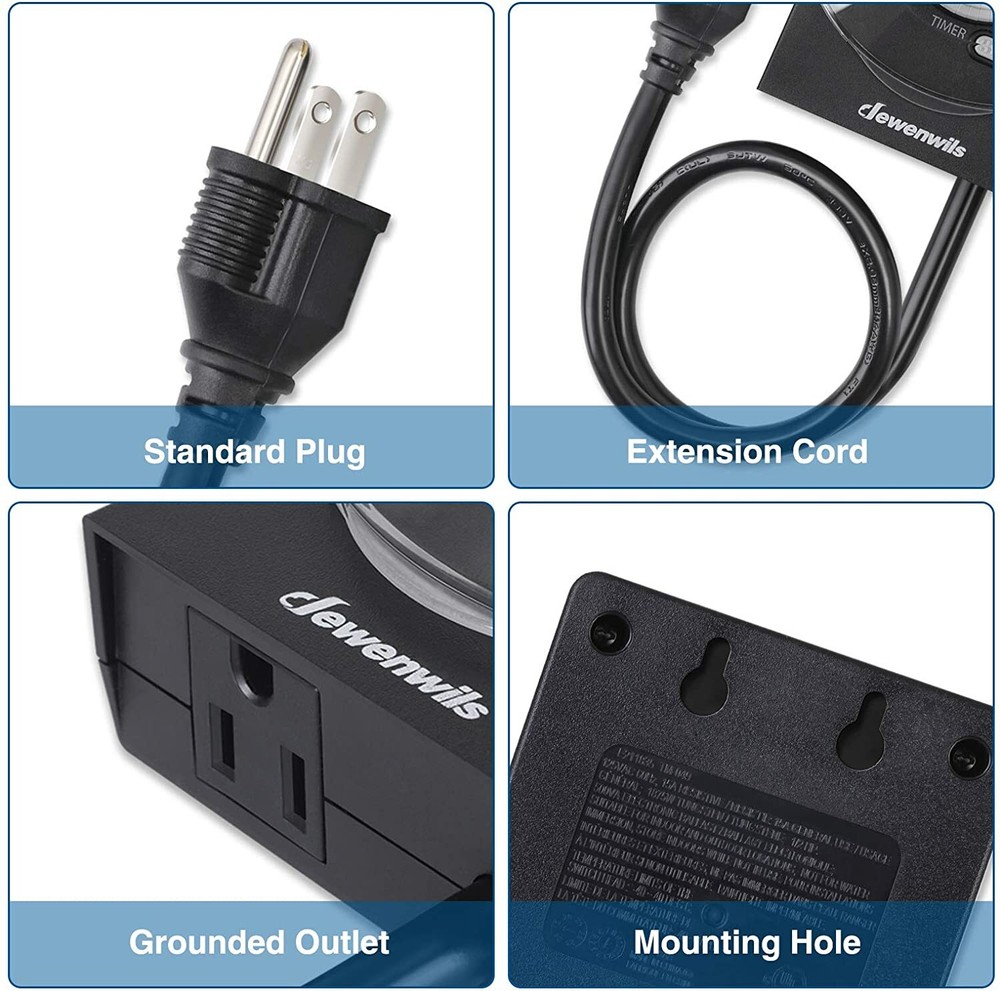 DEWENWILS Outdoor Electrical Outlet Timer Switch Plug in Waterproof Light Timer