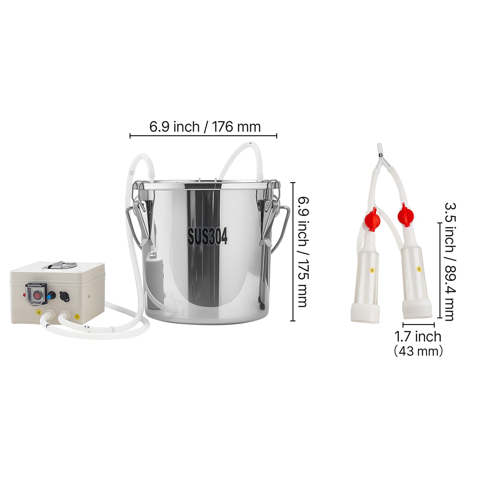 Uimoso Portable Goat Milking Machine with 0.8 Gal / 3 L Bucket and Battery Power
