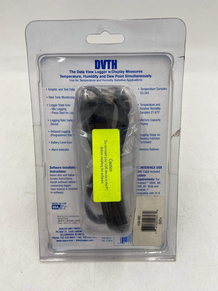 New Supco DVTH Data View Logger with Display Temperature, Humidity & Dew Point T