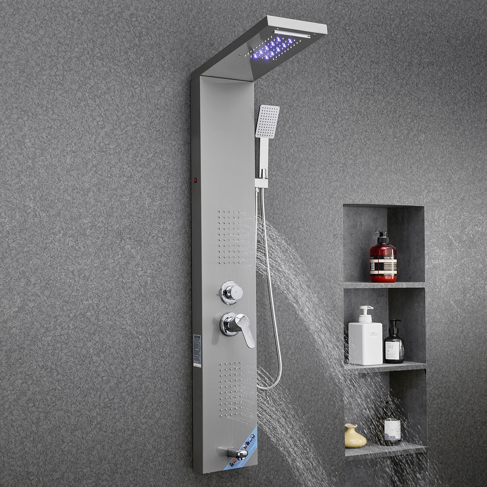 VEVOR Shower Panel Tower System Stainless Steel Column Rainfall Waterfall Head
