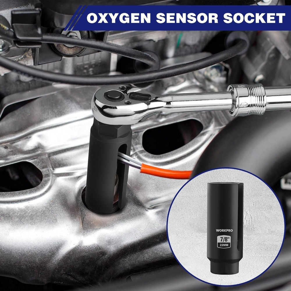 O2 Oxygen Sensor Socket Thread Chaser Set 7PCS O2 Sensor Wrench Removal Tool Kit