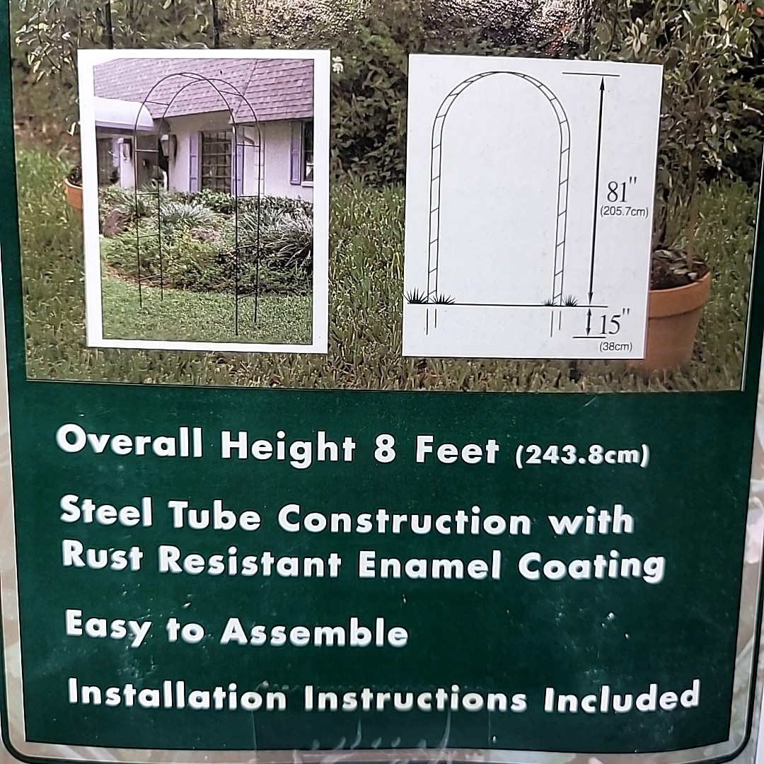 8ft. Green Metal Garden Arch- Arbor Trellis For Climbing Plants-Wedding