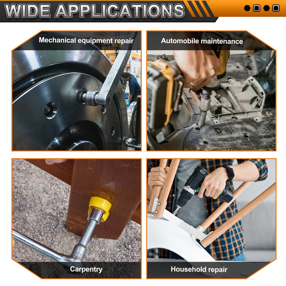 2Pcs Hex Bit Socket H8 1/4" Drive 1.5" Length S2 Steel Bit CR-V Socket