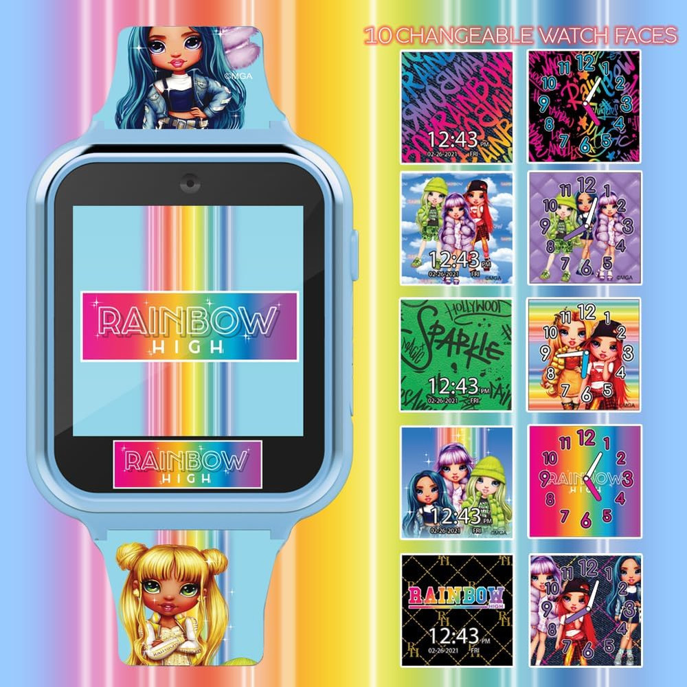 Rainbow High Kids Smartwatch – Interactive Touchscreen with 10 Clock Faces, Step
