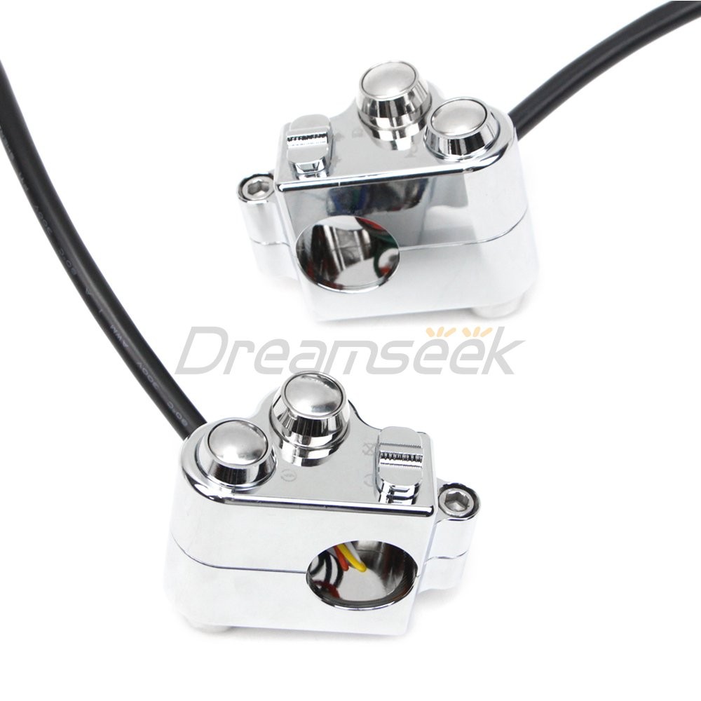Chrome 25mm Universal Handlebar Switch Horn Button Control for Harley Motorcycle