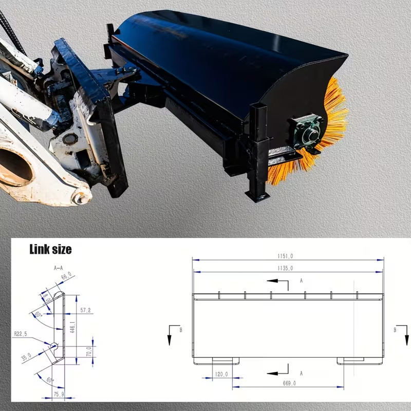 Broom Brush Angle Road Sweeper clean dust Attachment fit BOBCAT Steer Loader
