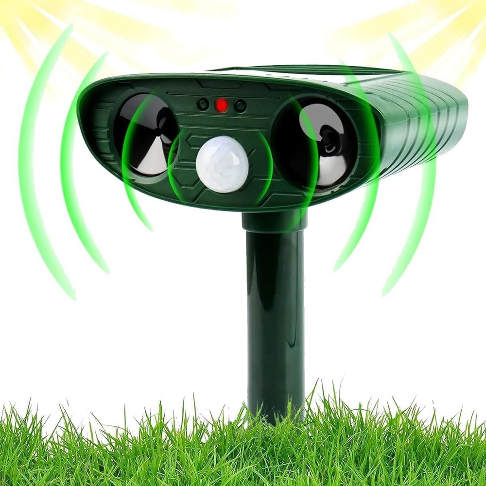 Ultrasonic Cat Deterrent,Solar Powered Deterrent Device with Flashing Light,U...