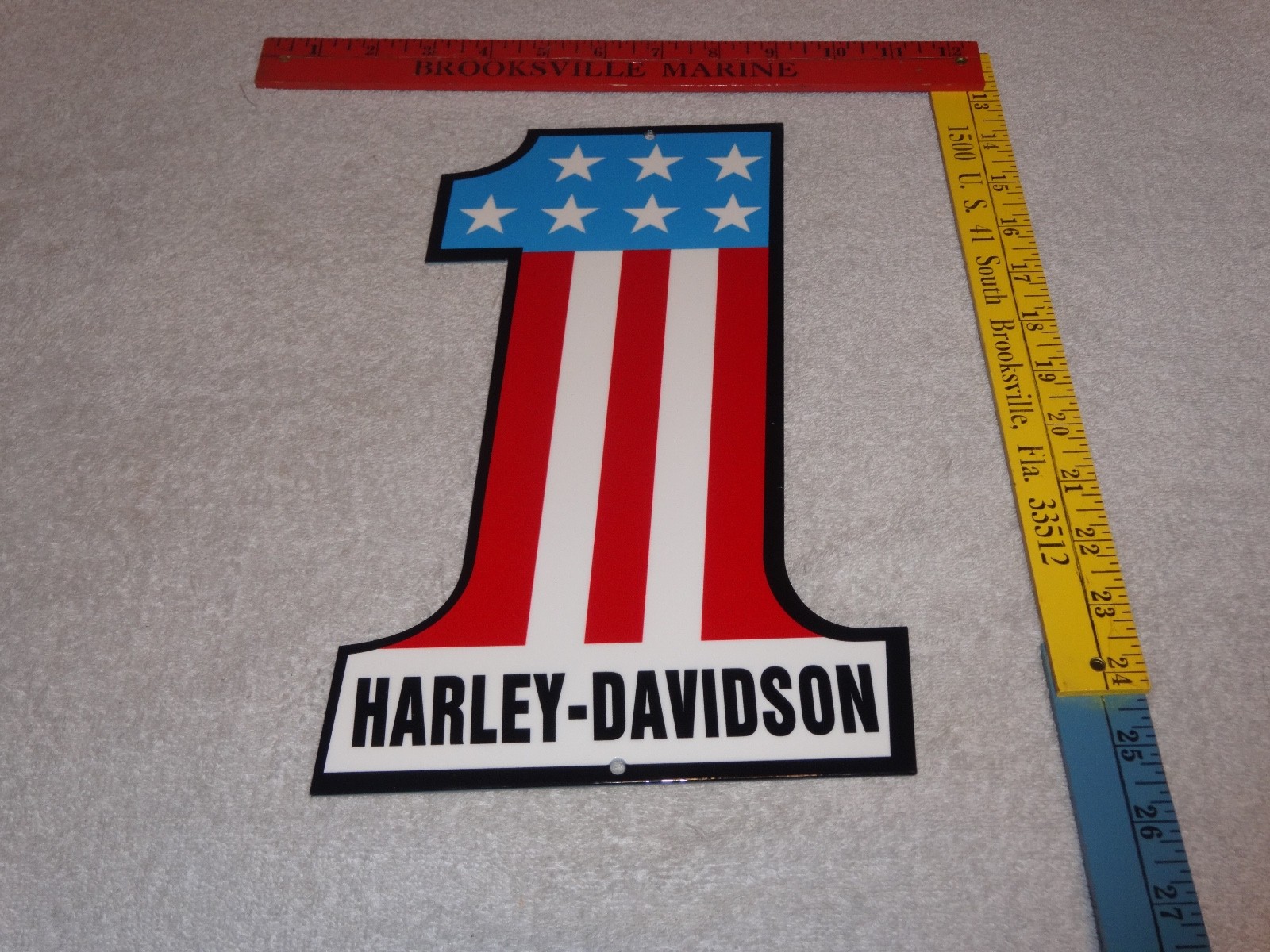 VINTAGE HARLEY DAVIDSON #1 MOTORCYCLES 12" METAL GASOLINE & OIL MOTORCYCLE SIGN!
