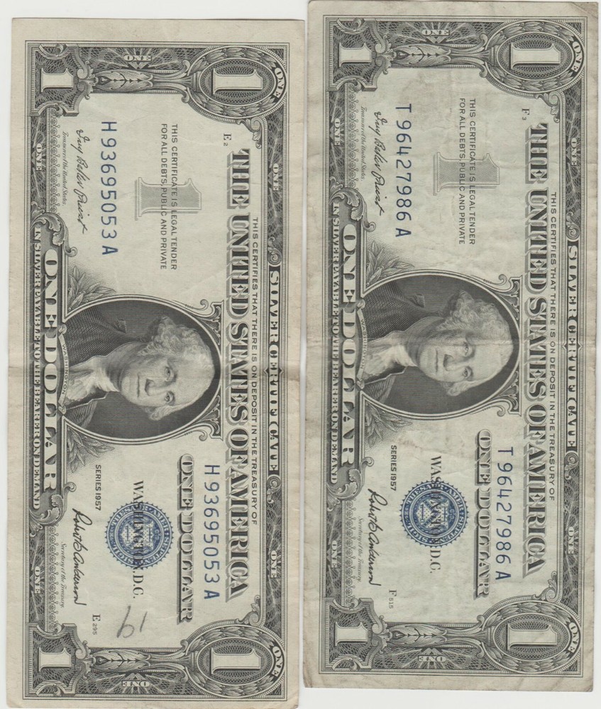 2 1957 Silver Certificates(circulated))