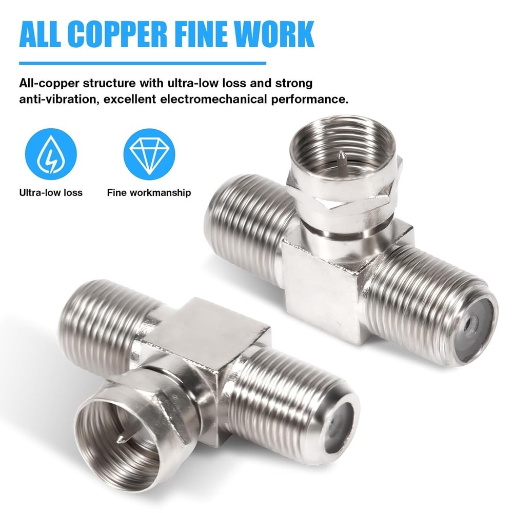 Easy Install Coaxial Cable Splitters 2 Pack for Multiple Devices